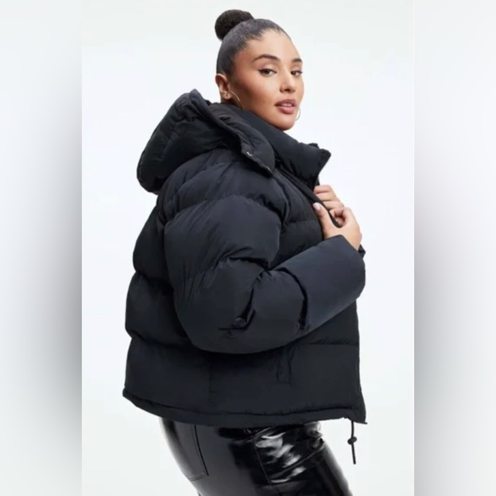 Good American Black Puffer Jacket